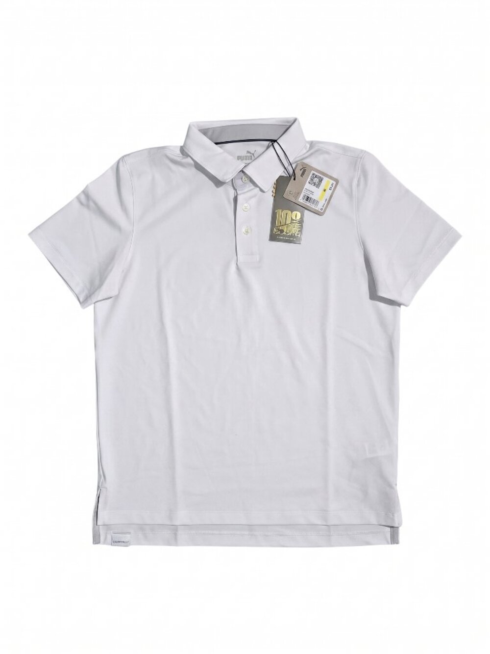 NWT | Puma Boys MATTR Brigade Golf Polo White Glow Ash Gray 11/12